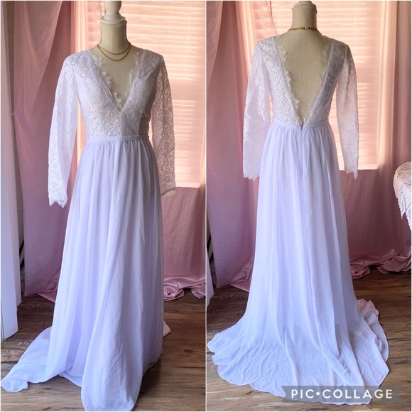 White Lace Long Gown size S - Picture 1 of 5